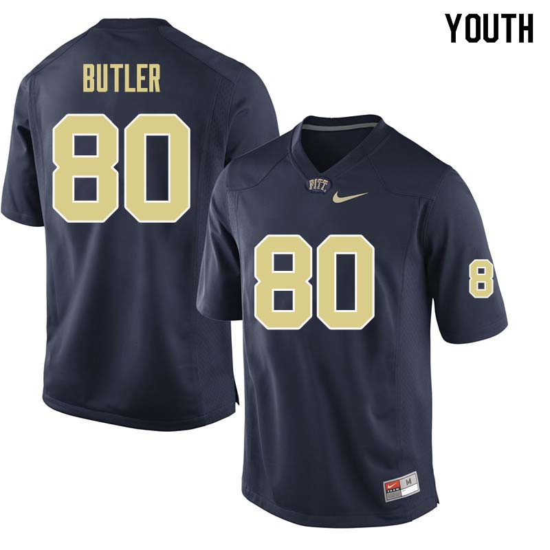 Youth #80 Dontavius Butler Pittsburgh Panthers College Football Jerseys Sale-Navy